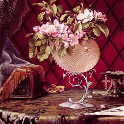 Пазл: Натюрморт с яблоневыми цветами