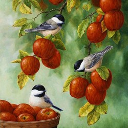 Пазл: Яблоки и птицы
