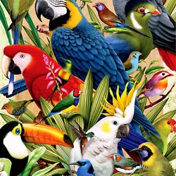 Пазл: Разноцветные попугайчики