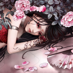 Пазл: Девушка и розы