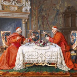 Пазл: Два кардинала за обедом