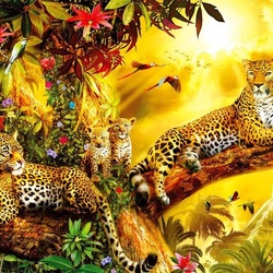 Пазл: Семейство леопардов