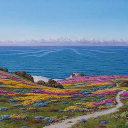 Пазл: Цветочный ковер у берега