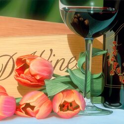 Пазл: Вино и тюльпаны