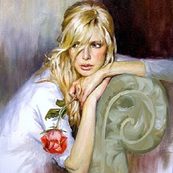 Пазл: Блондинка с розой