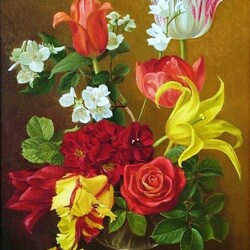 Пазл: Тюльпаны, розы и жасмин