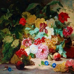 Пазл: Цветы и фрукты