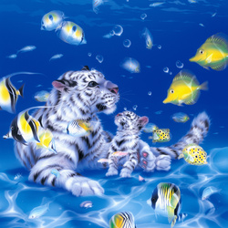 Пазл: Подводные тигрята