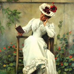 Пазл: Девушка с книгой в саду