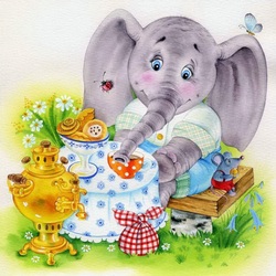 Пазл: Чаепитие у слоненка