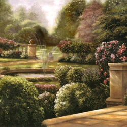 Пазл: Сад с фонтаном