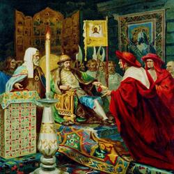 Пазл: Александр Невский принимает папских легатов 