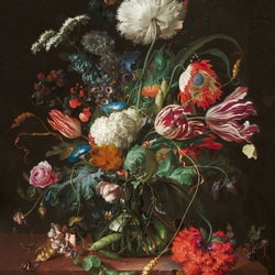 Пазл: Букет цветов в стекляной вазе