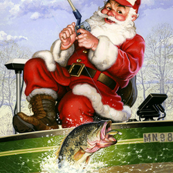 Пазл: Санта на рыбалке