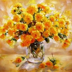 Пазл: Желтые хризантемы