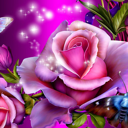 Пазл: Цветы и бабочки