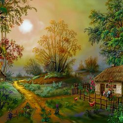 Пазл:  Утро в деревне