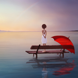 Пазл: Красный зонтик