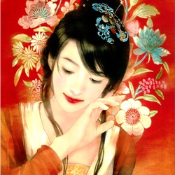 Пазл: Девушка в цветах