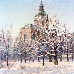 Пазл: Кирка святого Якова в зимнем  облачении Стокгольм