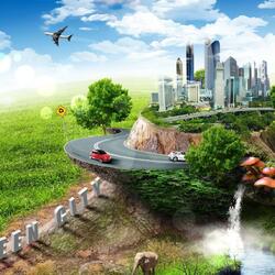 Пазл: Зелёный город