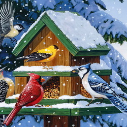 Пазл: Покормите птиц зимой