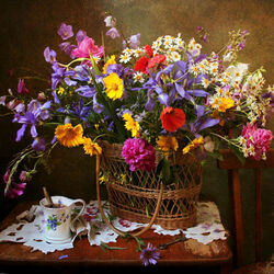 Пазл: Натюрморт с полевыми цветами