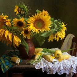 Пазл: Натюрморт с подсолнухами