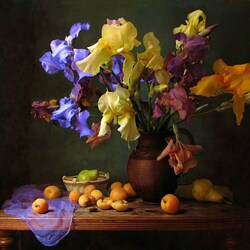 Пазл: Натюрморт с ирисами