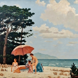 Пазл: Три девушки на пляже