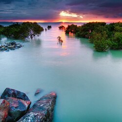 Пазл: Закат на озере   