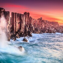 Пазл: Закат, скалы, море 