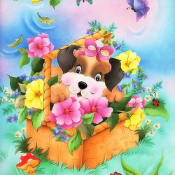 Пазл: Корзинка с цветами