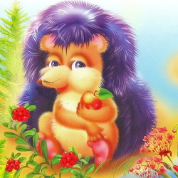 Пазл: Ёжик с яблоком