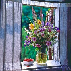 Пазл: Деревенское окно  