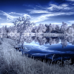 Пазл: Домик у озера   