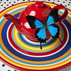 Пазл: Бабочка на красном чайнике