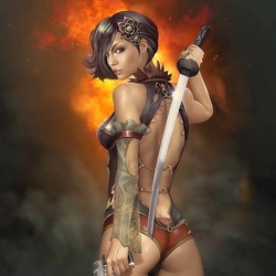 Пазл: Девушка с оружием