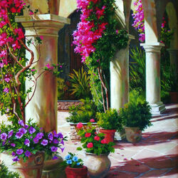 Пазл: Колоны в цветах