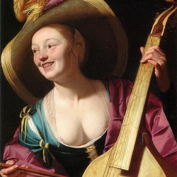 Пазл: Молодая женщина, играющая на виоле да гамба