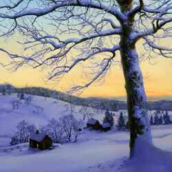 Пазл: Зимний закат