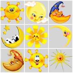 Пазл: Солнышко и месяц