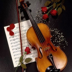 Пазл: Цветы и скрипка