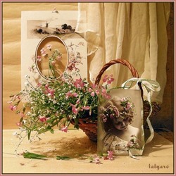 Пазл: Девочка с корзинкой с цветами