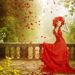 Пазл: Девушка в красном