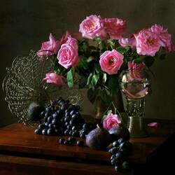 Пазл: Розы и виноград