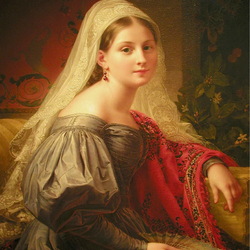 Пазл: Портрет молодой женщины с веером