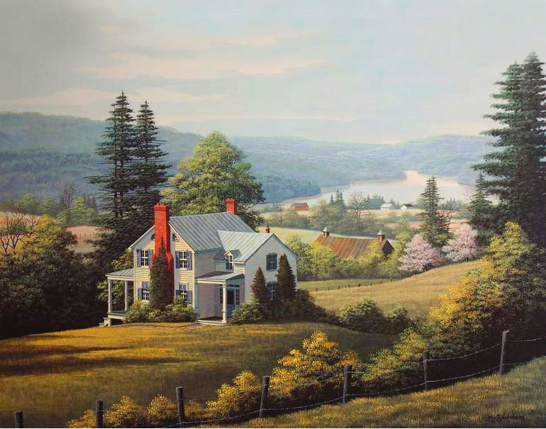Country bill. Билл Сандерс летние пейзажи. Билл Кантри. Американский дом высокое качество иллюстрация. Киркленд художник.