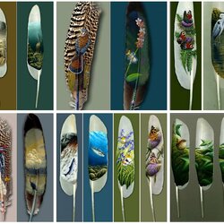 Пазл: Рисунки на перьях