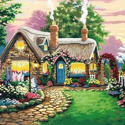 Пазл: Домик в цветах